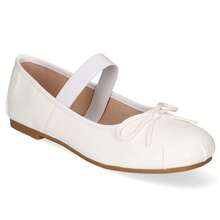Women's Ballet Flats With Bow Detail And Elastic Strap For Secure Fit - White - View 1