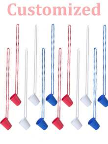 6 Pcs Shot Glass On Beaded Necklaces Plastic Shot Shot Necklace Cups Party Necklaces Shot Glass For Birthday Wedding Christmas Party Supplies, 6 Colors, Back To School - Multicolor - View 8