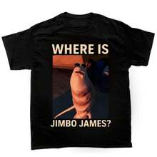 Camiseta clásica de algodón con el meme "Marcus the Worm, ¿dónde está Jimbo James?" - Negro - Ver 1