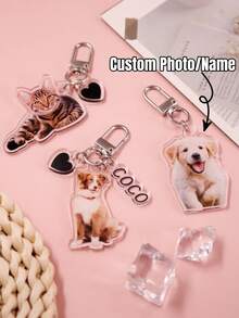 Custom Photo/Text Keychain, Personalized Pet Picture Keychain, Customized Acrylic Heart Key Chain, Customizable Bag Charms, Purse Charms, Purse Charms For Handbags, Keychains For Women/Men, Birthday Gifts, Anniversary, Bedroom Decoration, Pet/Couple/Family Photos, Girlfriend, Boyfriend, Friends, Students, Mother, Unique Gifts, School Supplies, Colorful, Cute, Adorable, Funny, Kawaii, Y2K, Stylish, Unisex, Casual, Custom, Customized, Ideal Gifts For Her, Family, Friends, Delicate Romance, Utilitarian Chic - Style a - View 7