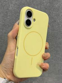 Luxury Magnetic Soft Silicone Phone Case, Compatible With IPhone 17 Pro Max/17/16/15/14/13/12/11 Pro Max Plus, Supports Magnetic Wireless Charging, Shock-Proof Protective Cover - Custard + Short Rope - View 3