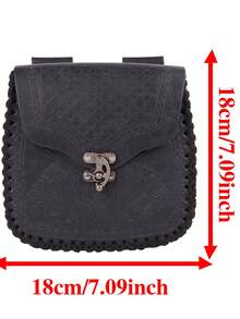1pc PU Leather Viking Embossed Belt Bag, Vintage Medieval Faux Leather Side Pack, Middle Ages Portable Belt Pouch For LARP Renaissance Market Halloween - Multicolor - View 5
