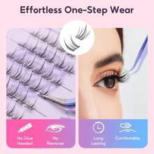 LookSelf Adhesive Lashes Clusters 811mm Reusable No Glue Lashes Natural Manga Glue Free Eyelashes Style D! - Black - View 2