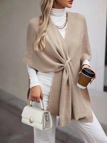 Winter Cape Shawl Women's Fashion Knitwear - trắng - Xem 1