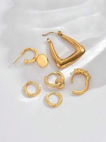 Set de 6 piezas de pendientes de aro con un lado de cubic zirconia delicada, pendientes de clip de estilo minimalista adecuados para mujeres, ideales para citas, fiestas y uso diario