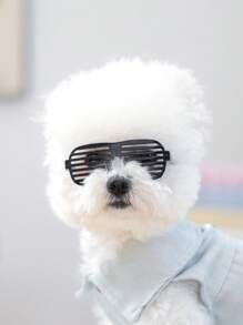 1 pièce Lunettes de soleil carrées creuses dégradées pour animaux de compagnie à utiliser en extérieur - Noir