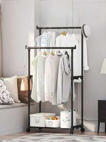 1pc Large Household Bestselling Simple Movable Coat Rack,Balcony Clothes Drying Rack,Floor Standing Storage Rack For Shoes & Hats