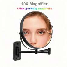 [LED Makeup Mirror] 10 X Illuminated Magnifying Wall Mirror LED Makeup Mirror With 3 Colour Modes, 1X/10X Magnification USB Charging, Touch Screen, 360° Swivel And Extendable For Bathrooms,Extendable Up To 13 Inches Bathroom Decor Fall Decor Makeup Organizer Bathroom Accessories Back To School