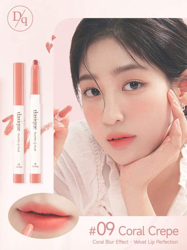 Dasique Dasique Mood Blur Lip Pencil | Smooth, Creamy Texture For Hydration | Vegan Net Content 0.9g #09 Coral Crepe