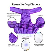 3 paquets de couches-culottes lavables pour chien femelle, de haute qualité et très absorbantes. Couches-culottes souples pour chiots, durables et résistantes aux fuites, motif léopard. Convient pour les chaleurs, l'incontinence et le dressage des chiots.