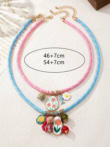 1 set de joyas de collar elegante y versátil de estilo de señora con colores de caramelo para mujeres