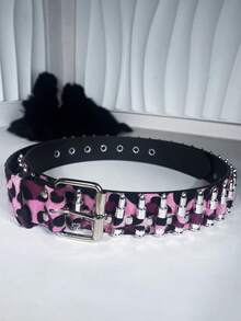 复古毛绒豹纹子弹形男士腰带，大号朋克哥特街头风，适合休闲、节日、万圣节、夏季、校园休闲、商务场合，可作为送给男友、丈夫、父亲的礼物，日常穿着，时尚百搭，适合青少年、户外、度假、运动、旅行、街头、波西米亚风、复古秋季、万圣节秋冬配饰，适合青少年、青年、男士，休闲、户外、运动、度假、毕业礼物、生日礼物、日常穿着