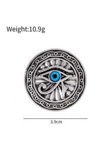 1pc Retro Egyptian Eye Of Horus Brooch, Unique Blue Eye Round Tag Copper Alloy Casual/Vintage Coat Accessory Gift Backpack For School