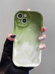 Green And White Blurred Color-Blocking Phone Case Suitable For 17 16, 15, 14, 13, 12, 11, PRO MAX, As Well As X, XS, PLUS, Air - 彩色 - 查看 1