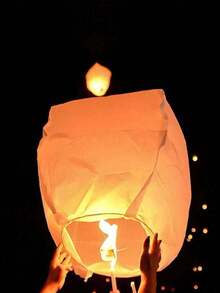 Conjunto de 20 lanternas de papel/lanternas voadoras/lanternas dos desejos, em papel branco oval resistente ao fogo, tamanho grande, ideais para decoração de casamentos, festas e festivais, esportes na praia, eventos festivos, fácil instalação. - Multicolorido - Ver 8
