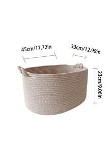 1 件加厚可折叠超大洗衣篮，毛毯篮，手工编织篮，带吉祥扣手柄，用于存放衣服、毛毯、靠垫、玩具、杂物、鞋子，适用于卧室、洗衣房、走廊、现代波西米亚风绳子植物衣架、木藤几何篮子、天然混合金属框架装饰，适用于沿海花园装饰 - 米色 - 查看 2
