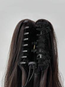 26-Inch Natural Wave Heat-Resistant Synthetic Ponytail Hair Extensions, Black & Brown Claw Clip-In, Suitable For Women's Daily Use - Black Brown - View 10