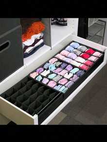 1 pièce Boîte de rangement pour sous-vêtements, boîte de rangement simple et unicolore pour armoire et tiroir de la maison pour les sous-vêtements, les chaussettes, les soutiens-gorge et les culottes. Décorations pour les fêtes, décoration de chambre, décoration de maison, décoration de chambre à coucher, organisateur, rangement de la maison, T-shirt blanc pour femmes, pantalon noir pour femmes, vêtements d'hiver pour dames, robe - Multicolore - Voir 4