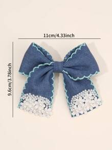 1 pezzo Fermagli per capelli in jeans per ragazze con perle floreali bianche e nastro di raso blu, accessori per capelli boho vintage per primavera/estate, festival, fermagli per capelli eleganti casual, per adolescenti, bambini, feste, uso quotidiano