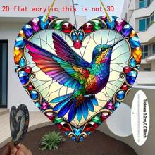 2d Flat, Hummingbird Sun Catcher - Acrylic Stained Glass Effect Hanging Decor With , Indoor_outdoor Holiday & Home Decor, No Electricity Needed, Outdoor Decoration, Intricate Feather Details, Bedroom, Living Room, Outdoor Decor, Indoor Outdoor Decor