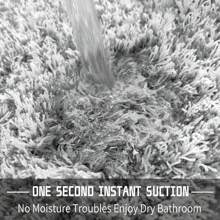 Yimobra Bathroom Rugs Non Slip Washable 24x17, Ultra Soft And Water Absorbent Bath Mats, Plush Fluffy Shower Mat Outside, Microfiber Thick Matts For Bathroom Floor/Sink, Light Gray And White