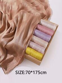 FADZOYLE 1 pièce Écharpe de couleur unie, texture satinée lisse et brillante, froissée, châle, enveloppe, hijab long et doux, peut être utilisé comme foulard/bandeau/couvre-plage d'été/sarong/accessoire pour cheveux, convient pour les occasions quotidiennes, les voyages, les mariages, les fêtes, les mariées, les vacances, la prière et le pèlerinage - foulard - Voir 6