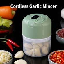 Mini triturador de alho elétrico portátil de 250 ml - Processador de alimentos, máquina de picar cebolas, vegetais, pimenta, carne, temperos, liquidificador