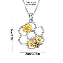 A Set Of 3pcs Fashionable Bee Sunflower Honeycomb Pendant Necklaces, Stylish And Elegant Necklaces, Suitable For Casual Wear, Parties, Weddings, Vacations, Queues, Music Festivals, Perfect Gifts For Girlfriends, Wives, Boyfriends, Daughters, Mothers, And Best Friends As Easter, Mother's Day, Father's Day, Thanksgiving, Halloween, Christmas, Graduation Season, Weddings