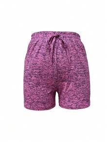 欧美风女士时尚松紧腰宽松运动沙滩短裤 - 粉紅 - 查看 3