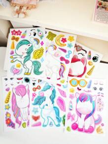 6pcs Make Your Own Unicorn Stickers,Party Favors - DIY Gifts For Girls,Mini Unicorn,Sticker Girls,Party Favor For Girls,Girls Wall Stickers,Girls Nails,Stickers Girl