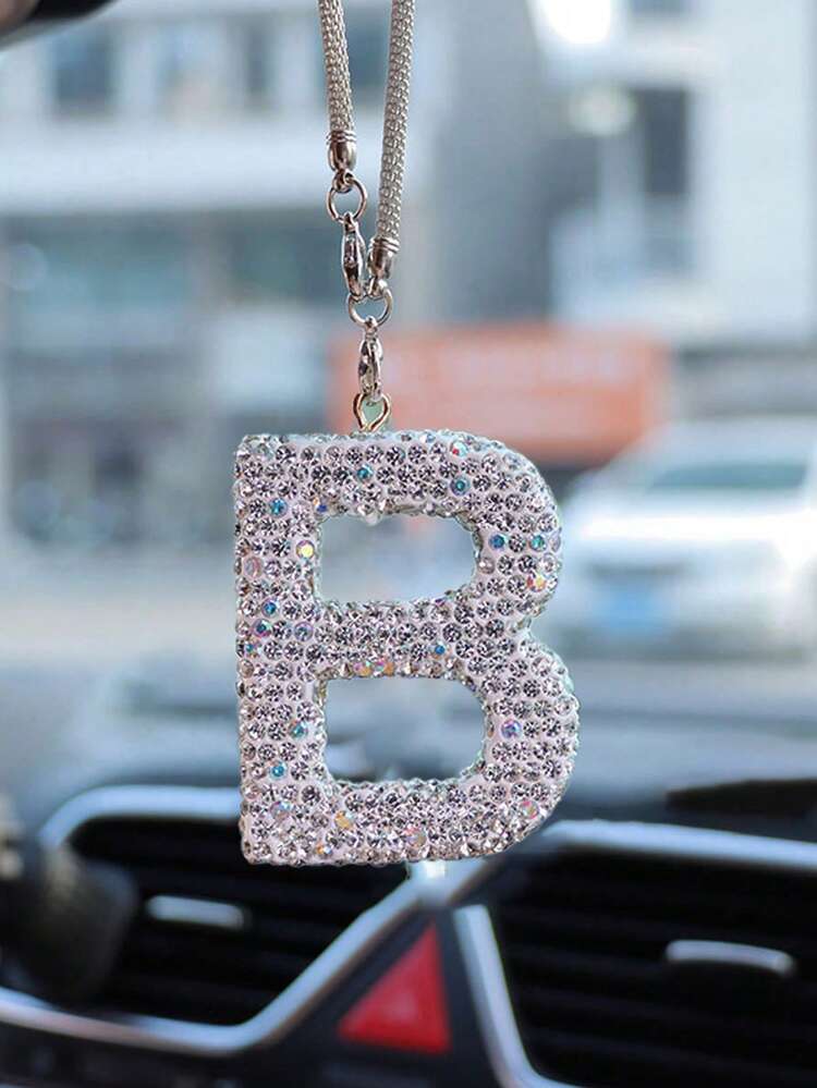 1 قطعة سلسلة معلقة للسيارة بحرف من الألماس من A إلى Z، معلق على مرآة السيارة الخلفية، ديكور داخلي للسيارة - مقاس واحد - مشاهدة 33
