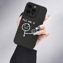 Simple And Humorous Style: A Black Phone Case With Simple Patterns And Funny Words, Bringing A Relaxed Atmosphere, Compatible With IPhone Suitable For IPhone17/IPhone17 Air/IPhone17 Pro/IPhone17 Pro Max/16 Pro Max/15 Pro Max/14 Pro Max/13 Pro Max/12 Pro Max - 黑色 - 查看 5