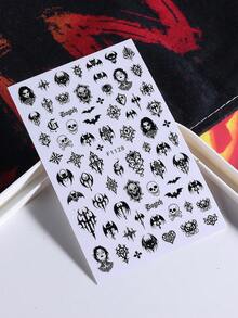 3 miếng dán móng tay phong cách Gothic, họa tiết thánh giá, dơi, đầu lâu, decal móng tay 3D, phù hợp cho các cô gái cá tính, Halloween, lễ hội âm nhạc. - màu đen - Xem 9