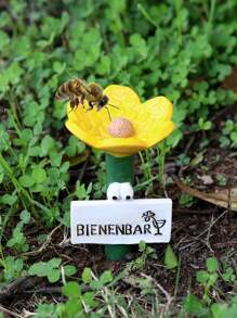 1pc Creative Resin Flower Bee Insect Waterer, Used For Garden Bee Waterer, Mini Garden Decor, Attract And Nourish Bees, Outdoor Garden Decoration