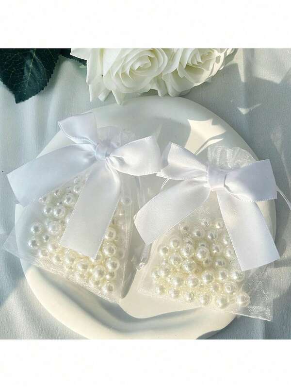 5pcs Bow Sheer Organza Bags,Premium Sheer Organza Bags Pink White Wedding Favor Bags,Pink Organza Bags,Rose Pink Wedding Gift Bags Jewelry Gift Bags For Party Festival, For Valentines,Birthday, Shower, Bracelet, Earrings Bag