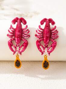 1 par de nuevos aretes con colgante de escorpión con efecto de goteo de aleación de zinc estilo costero, para mujeres, para fiestas de verano