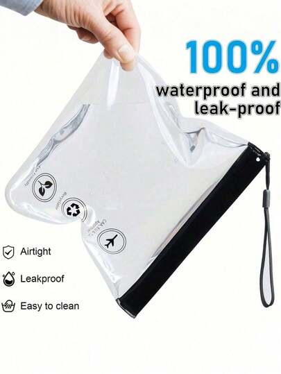 3件/1件透明旅行洗漱包，机场安检液体袋，旅行配件化妆包，防水洗漱包，男女假日必备学习用品旅行必备化妆包化妆袋美容包