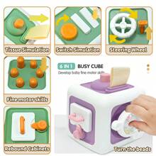 1PC Busy Cube For Kids Sensory Busy Board Travel Toy For Toddlers Educational Leamning Toys Montessori Toys For Babies Sensory FingerTraining Birthday Gift,Accessories Random Color
