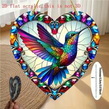 2d Flat, Hummingbird Sun Catcher - Acrylic Stained Glass Effect Hanging Decor With , Indoor_outdoor Holiday & Home Decor, No Electricity Needed, Outdoor Decoration, Intricate Feather Details, Bedroom, Living Room, Outdoor Decor, Indoor Outdoor Decor
