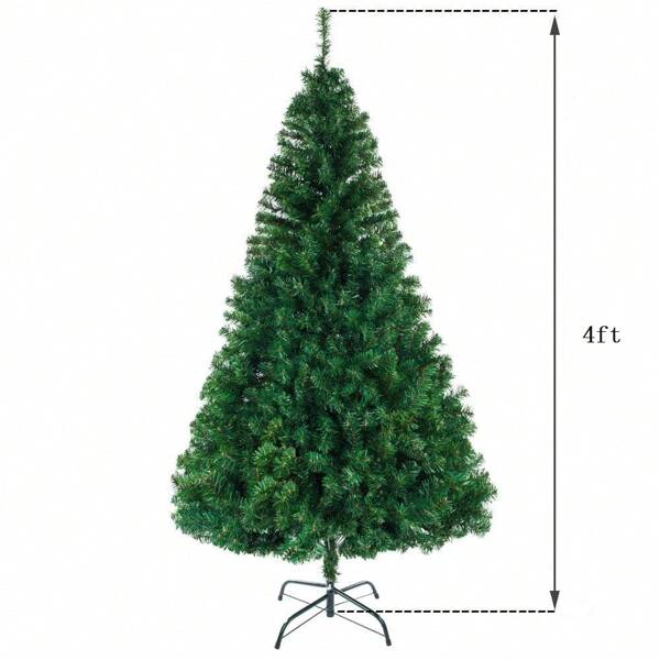 Sapin de Noël artificiel de 4 pieds, épicéa de Noël sans éclairage avec 230 branches et support en métal stable pour bureau, maison, entreprise, fête, décoration de Noël, vert