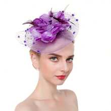 1 Pc Fascinators Hat For Women Tea Party Headband Kentucky Derby Wedding Flower Mesh Hair Clip