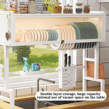 Kitchen Sink Storage Rack With Lid To Prevent Dust, Equipped With Cutlery Rack, Cutting Board Rack, Knife Holder, And Sponge Rack - Multicolor - View 6