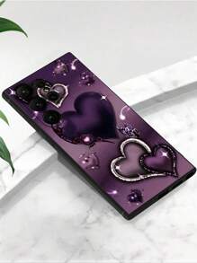 1pc Glittering Rhinestone Heart Shaped Black Anti-Drop Anti-Slip Phone Protective Case Compatible With Galaxy A04e/A05s/A13/A14/A15/A34/A35/A50/A52/A53/A54/S21/S22/S23/S24/S25/S25 Ultra Waterproof Shockproof Scratch Resistant