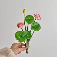 1PC/3PCS 10in Realistic Lotus Flowers - Artificial Water Lily Decor For Fish Tank/TV Cabinet, No-Fade Floral Arrangement, Zen Home Centerpiece Vase Not Included