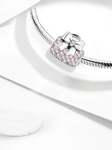 1 Stück modischer glänzender Schleifen-Taschenanhänger mit Perlenanhänger, geeignet als Schmuckzubehör für Frauen-Armbänder zum Selbermachen - Tasche mit Perlenverzierung und Schleife - Übersicht 4