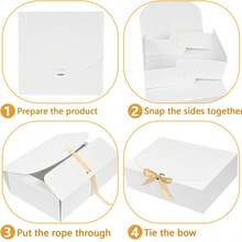 10 Pieces White, Black, Pink, Wood Color- Gift Box With Lid, Gift Box With Ribbon For Bridesmaid Proposal Box, Gift Box For Wedding, Anniversary, Bridal Shower And Other Parties, Valentine's Day Gifts, Valentine's Day - 白色 - 查看 6