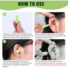 Earplugs, 60 Pairs Noise Cancelling Earplugs SNR 34 DB, Reusable Soft Sponge Earplugs, Anti-Noise Earplugs For Sleeping, Snoring, Working, Traveling, Fitness - 綠色 - 查看 2