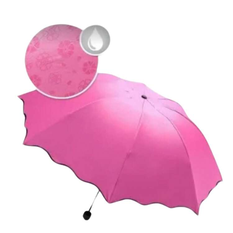 Paraguas De Bolsillo Elegante Y Resistente de 28cm Sombrilla - Rosa Fucsia - Añade 2