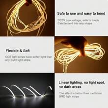 1/2/3/4/5Meters 5V 3mm PCB Width 400LEDs/M LED COB Strip With Switch USB High Brightness LED Light Bedroom Flexible Self-Adhesive Strip Light Warm White 3000k, Cold White 6000k For Indoor