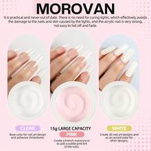Morovan 3 Colors Acrylic Powder Manicure Kit - Beginner DIY Nail Extension, Including 15g Acrylic Powder *3 And Liquid, Nail Brush, Salon Quality Home Manicure Tools Holiday Gift - multicolour - View 3